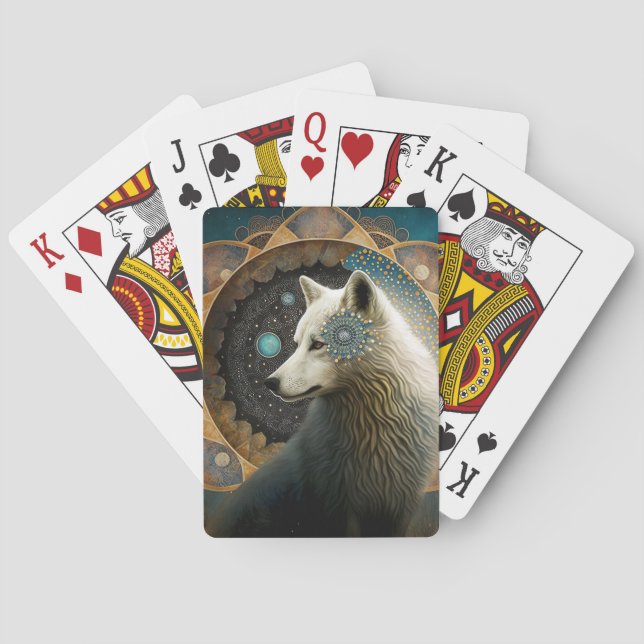 White Wolf Mandala Poker Cards (Back)