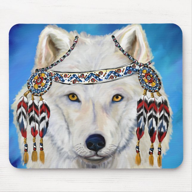 White Wolf Mouse Pad (Front)