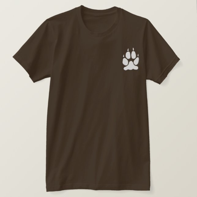 White Wolf Paw Print Silhouette T-Shirt (Design Front)