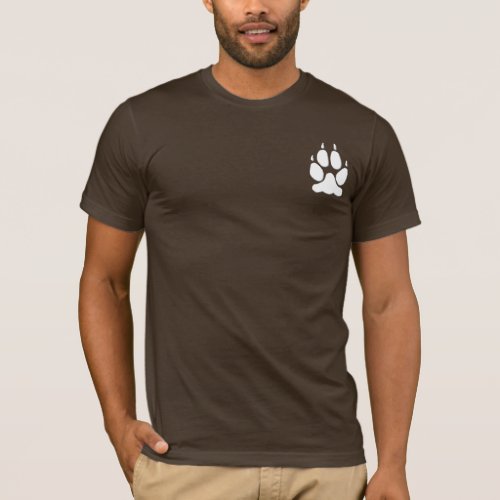 White Wolf Paw Print Silhouette T_Shirt