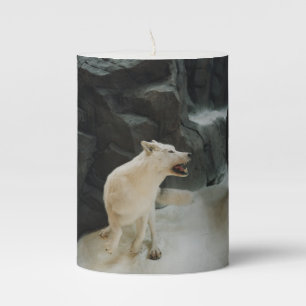White Wolf Pillar Candle