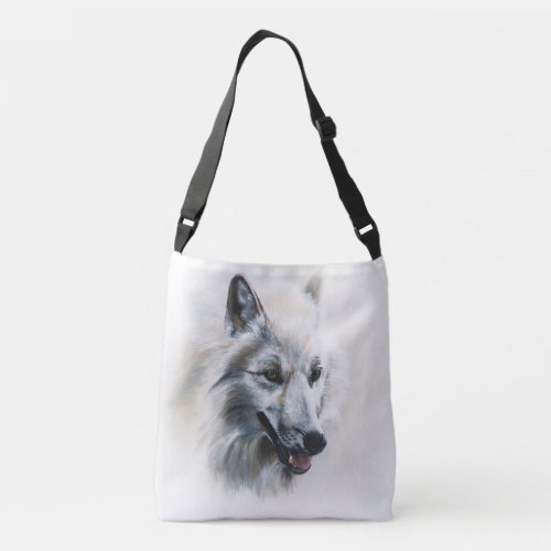 White Wolf Portrait Crossbody Bag