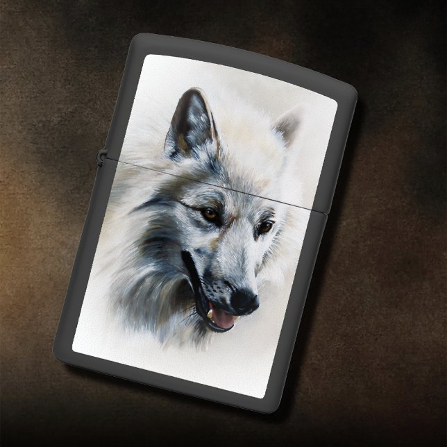 White Wolf Portrait Zippo Lighter (Creator Uploaded)