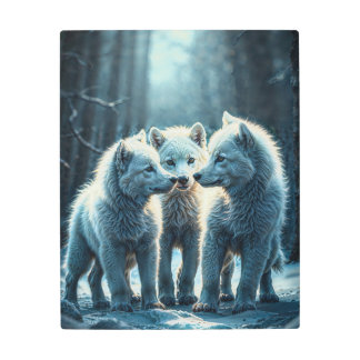 White Wolf Puppies Metal Print