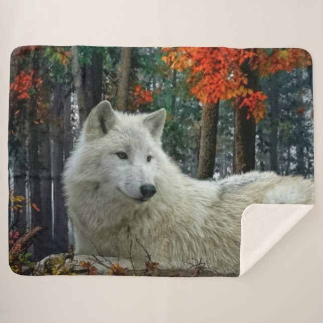 WHITE WOLF SHERPA BLANKET (Front (Horizontal))