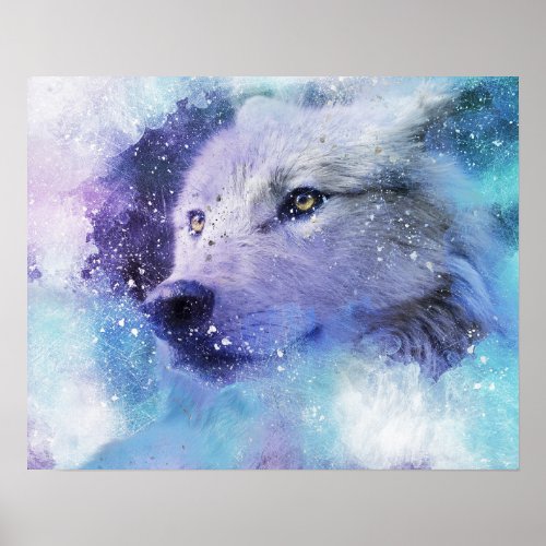 White Wolf Spirit Animal Arctic Blizzard Art Print