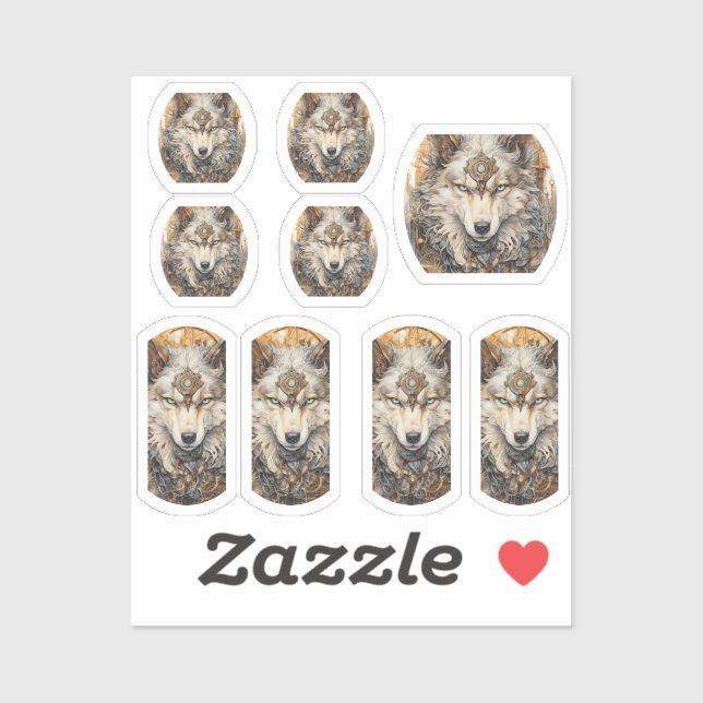 White Wolf Steampunk Solarpunk Sticker (Sheet)