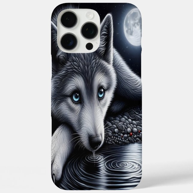 White Wolf Under Moonlight Case-Mate iPhone Case (Back)
