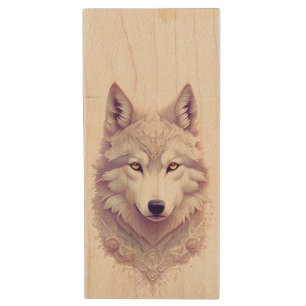 White Wolf - USB Flash Driver Wood Flash Drive