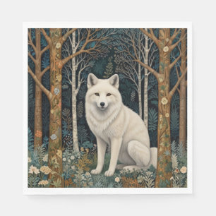 White wolf vintage boho woodland forest  napkins