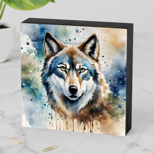 White wolf wall panting painting clock art  wooden box sign