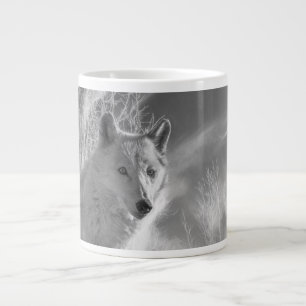WHITE WOLF WHITE FOREST GIANT COFFEE MUG