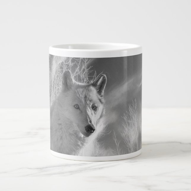 WHITE WOLF WHITE FOREST GIANT COFFEE MUG (Front)