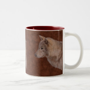 White Wolf Wildlife Photo Art Drinkware Two-Tone Coffee Mug