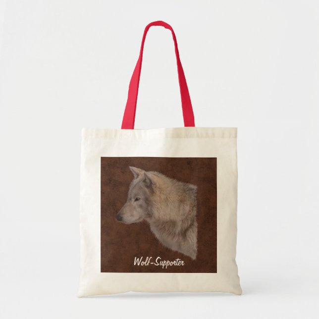 White Wolf Wildlife Portrait Gift Tote Bag (Front)