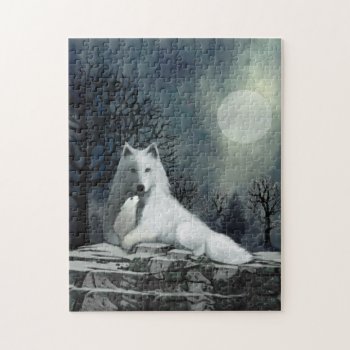 White Wolf With Pup Puzzle by AutumnRoseMDS at Zazzle