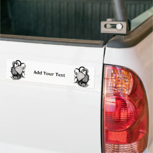 White Wolf with Raven Tribal Art Bumper Sticker