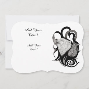 White Wolf with Raven Tribal Art Invitation