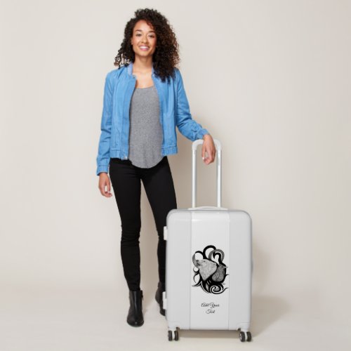 White Wolf with Raven Tribal Art Luggage