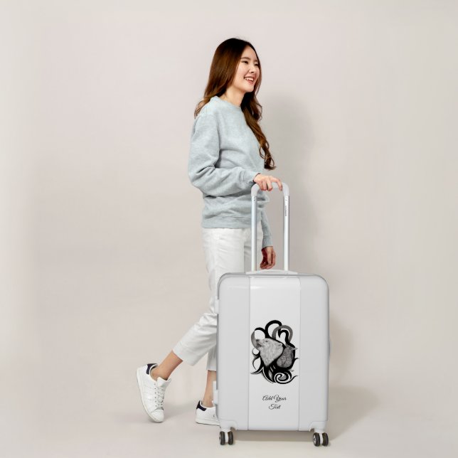 White Wolf with Raven Tribal Art Luggage (Scale)