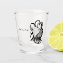 White Wolf with Raven Tribal Art Shot Glass
