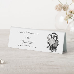 White Wolf with Raven Tribal Art Table Tent