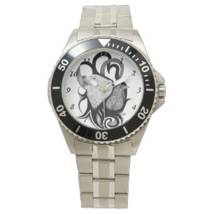 White Wolf with Raven Tribal Art Watch