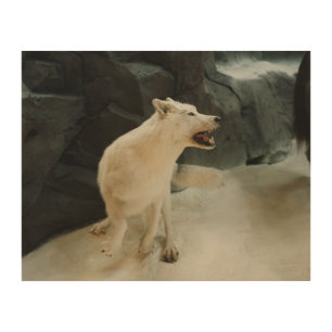 White Wolf Wood Wall Decor