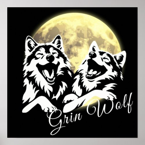 White wolves Grin Wolf Poster