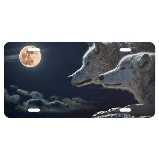 White Wolves in the Full Moon License Plate (Front)