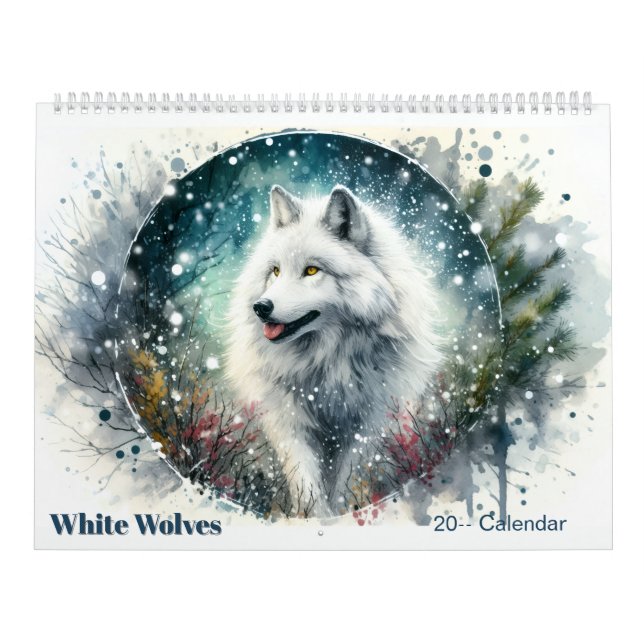 White Wolves Snowy Northern Forest Calendar (Cover)
