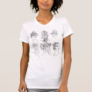 White Woman T-Shirt With Different Faces