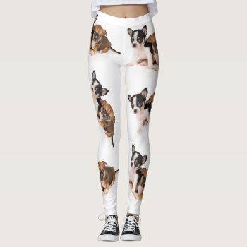 White Womens Leggings With Chihuahua Photo by online_store at Zazzle
