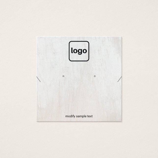 White Wood Add Logo Necklace Earring Display Card (Front)