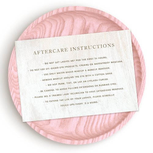 White Wood Aftercare Instructions Business Card