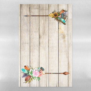 White Wood and Feathered Arrows Rustic Farmhouse Magnetic Dry Erase Sheet