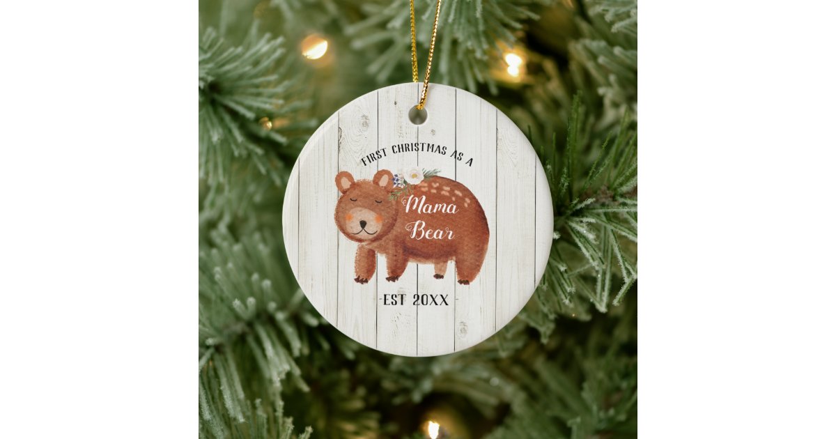 White Wood Christmas as a Mama Bear Ornament