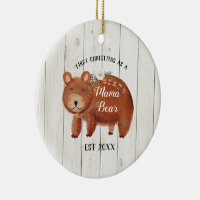 White Wood Christmas as a Mama Bear Ornament