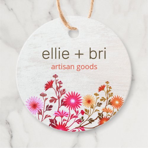 White Wood Country Floral Boho White Wood Hang Tag