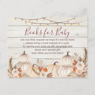 White Wood Cream pumpkin books for baby Invitation
