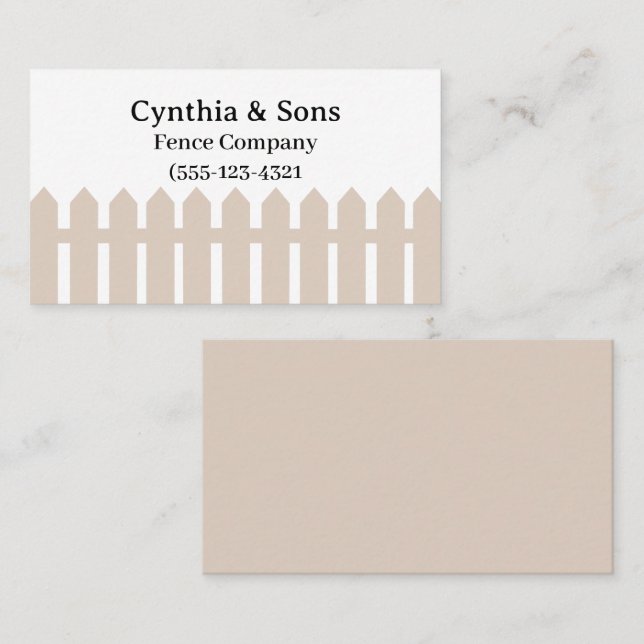 White Wood Design Fence Company  Business Card (Front/Back)