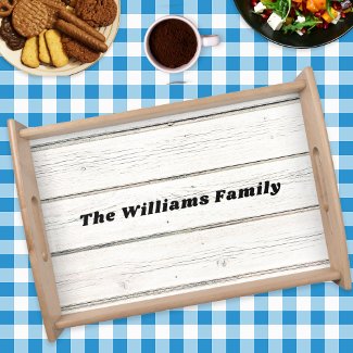 White Wood Effect Rustic Timber Personalized Tray