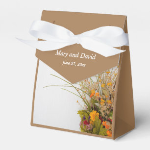 White Wood Fall Flowers Wedding Favor Box