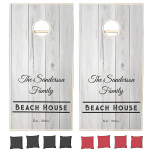 White Wood Family Beach House Cornhole Set