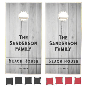 White Wood Family Beach House Cornhole Set
