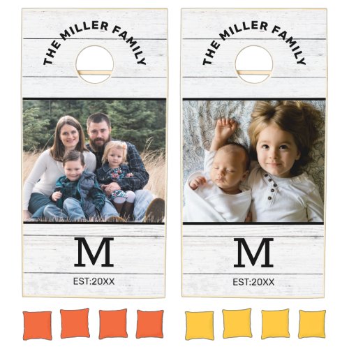 White Wood Family Name Photo Custom Monogram