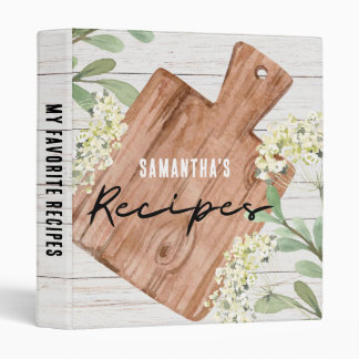 White Wood Farmhouse Cookbook Personalized Recipe 3 Ring Binder