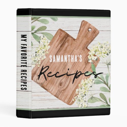 White Wood Farmhouse Cookbook Personalized Recipe  Mini Binder