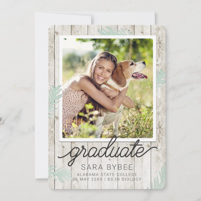 White Wood Floral Rustic Graduate | (Front)