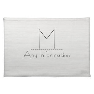 White Wood Grain Texture Monogram Placemat